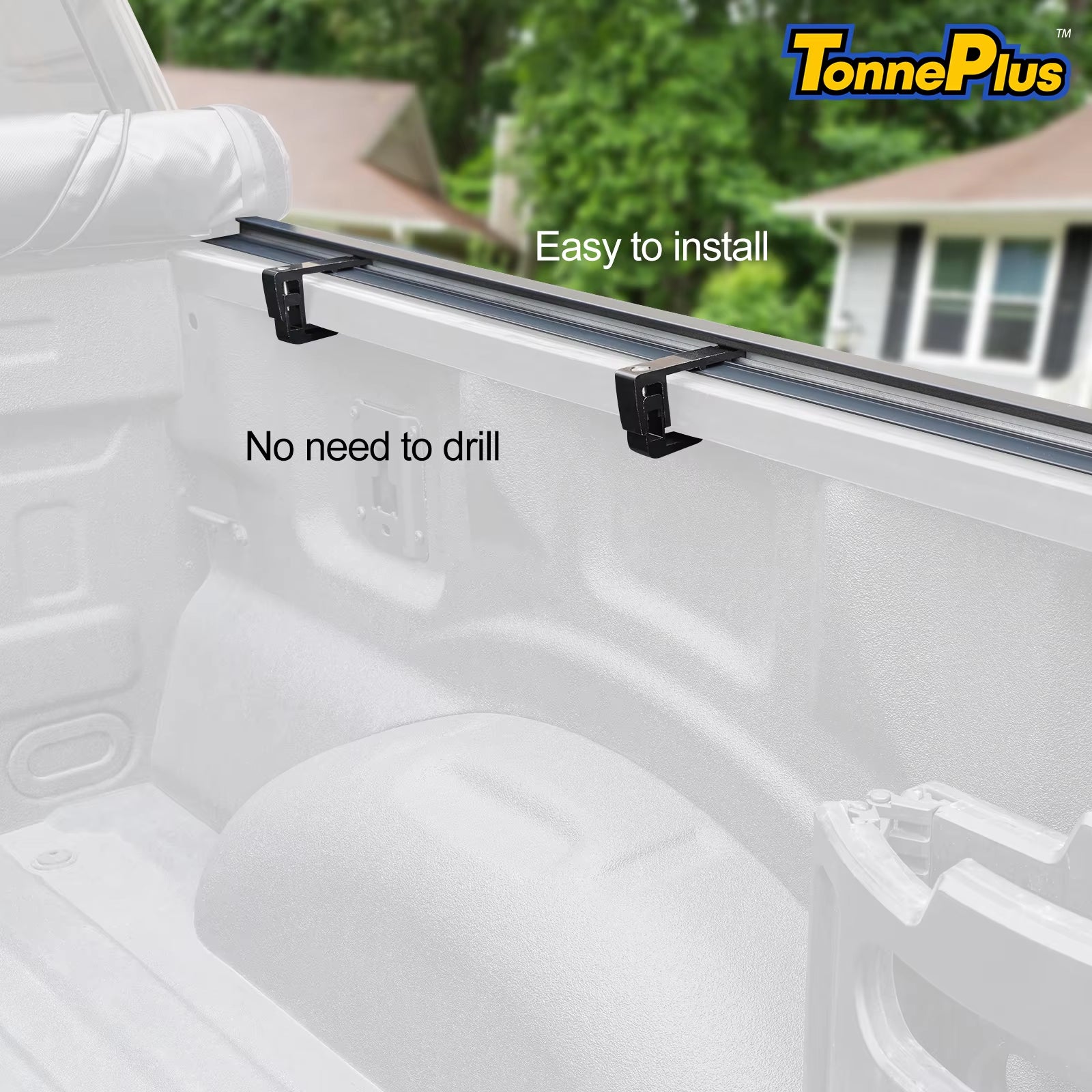 Tonneplus Soft Roll-Up Tonneau Cover Truck Bed Covers for 2015-2023 F150 6.5FT Bed W/ Lamp Vinyl ; Lightning | 6.5' (78.9") Bed