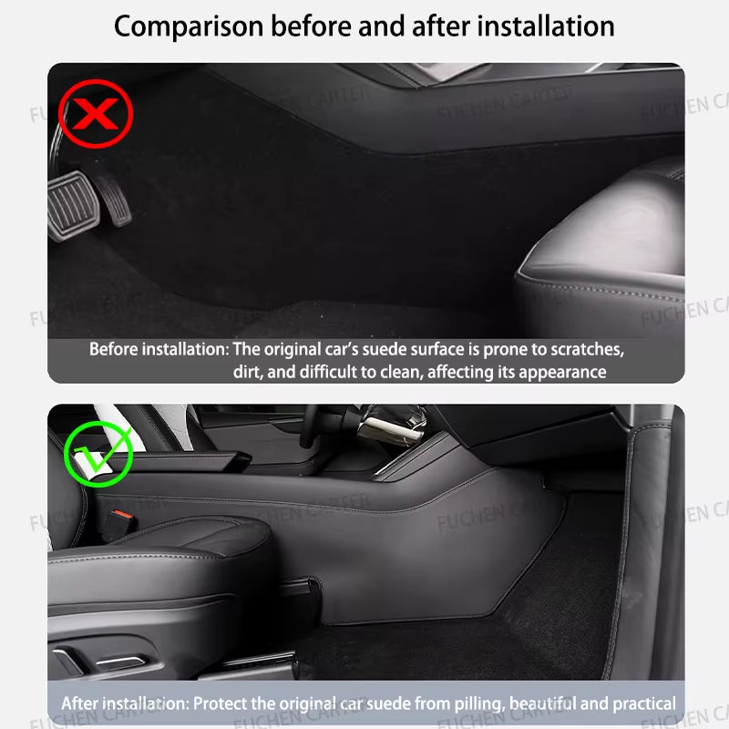 For Tesla Modely Juniper 2025+ Leather Side Defense Anti-Kick Pad Center Control Anti-Dirty Pad Protective Cover Car Accessories