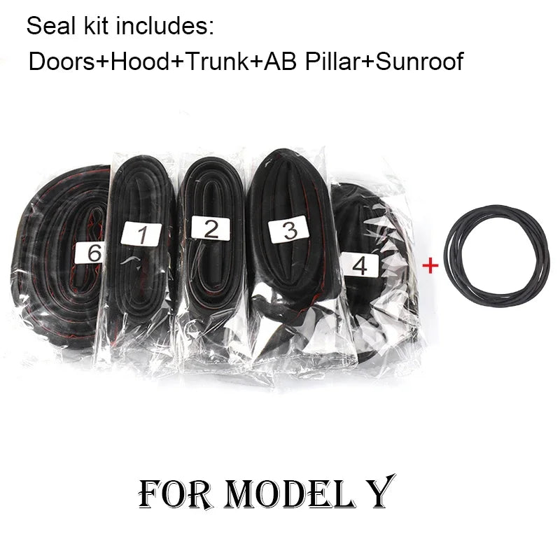 For Tesla 2017-2025 Model Y Juniper X S 3 Highland Door Seal Kit Soundproof Rubber Weather Strip Wind Noise Reduction Kit