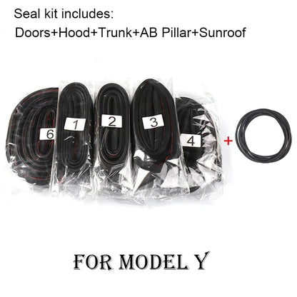 For Tesla 2017-2025 Model Y Juniper X S 3 Highland Door Seal Kit Soundproof Rubber Weather Strip Wind Noise Reduction Kit