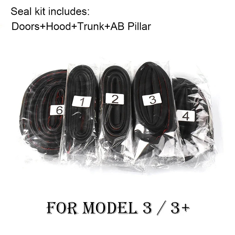 For Tesla 2017-2025 Model Y Juniper X S 3 Highland Door Seal Kit Soundproof Rubber Weather Strip Wind Noise Reduction Kit