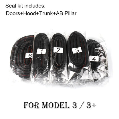 For Tesla 2017-2025 Model Y Juniper X S 3 Highland Door Seal Kit Soundproof Rubber Weather Strip Wind Noise Reduction Kit