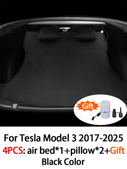 Inflatable Air Mattress for Tesla Model Y & Model 3 2017-2025 Outdoor Camping Inflatable Special Suede Fabric Car Travel Bed