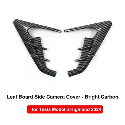 For Tesla Model 3 Highland 2024 Side Camera Protector Cover Leaf Board Tdhunder Model Y 2025 Decor Modified Exterior Accessories