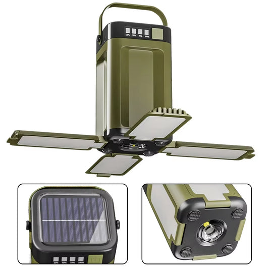 Solar Outdoor Portable Camping Light Solar Charging Foldable 2000Mah Power Bank Intelligent Display Portable Hanging Tent Light