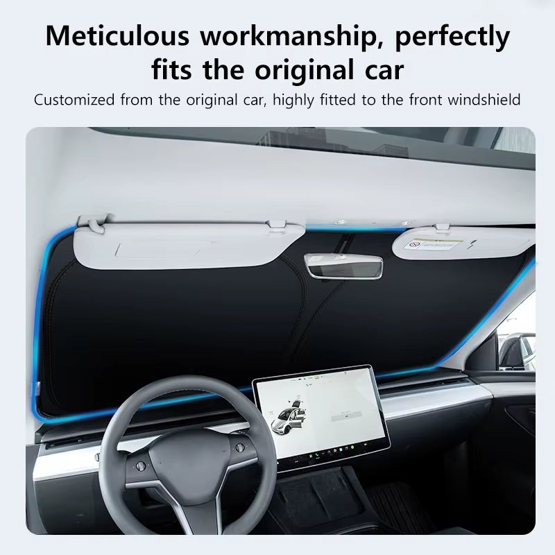 Novaacc Windshield Sunshade for Tesla Model 3 Highland Model Y 2016-2024 Sun Shield Heat UV Protection Visor Accessories
