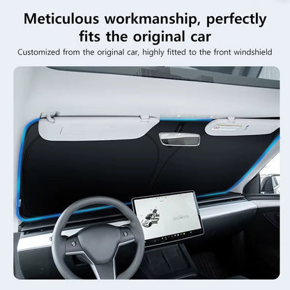 Novaacc Windshield Sunshade for Tesla Model 3 Highland Model Y 2016-2024 Sun Shield Heat UV Protection Visor Accessories