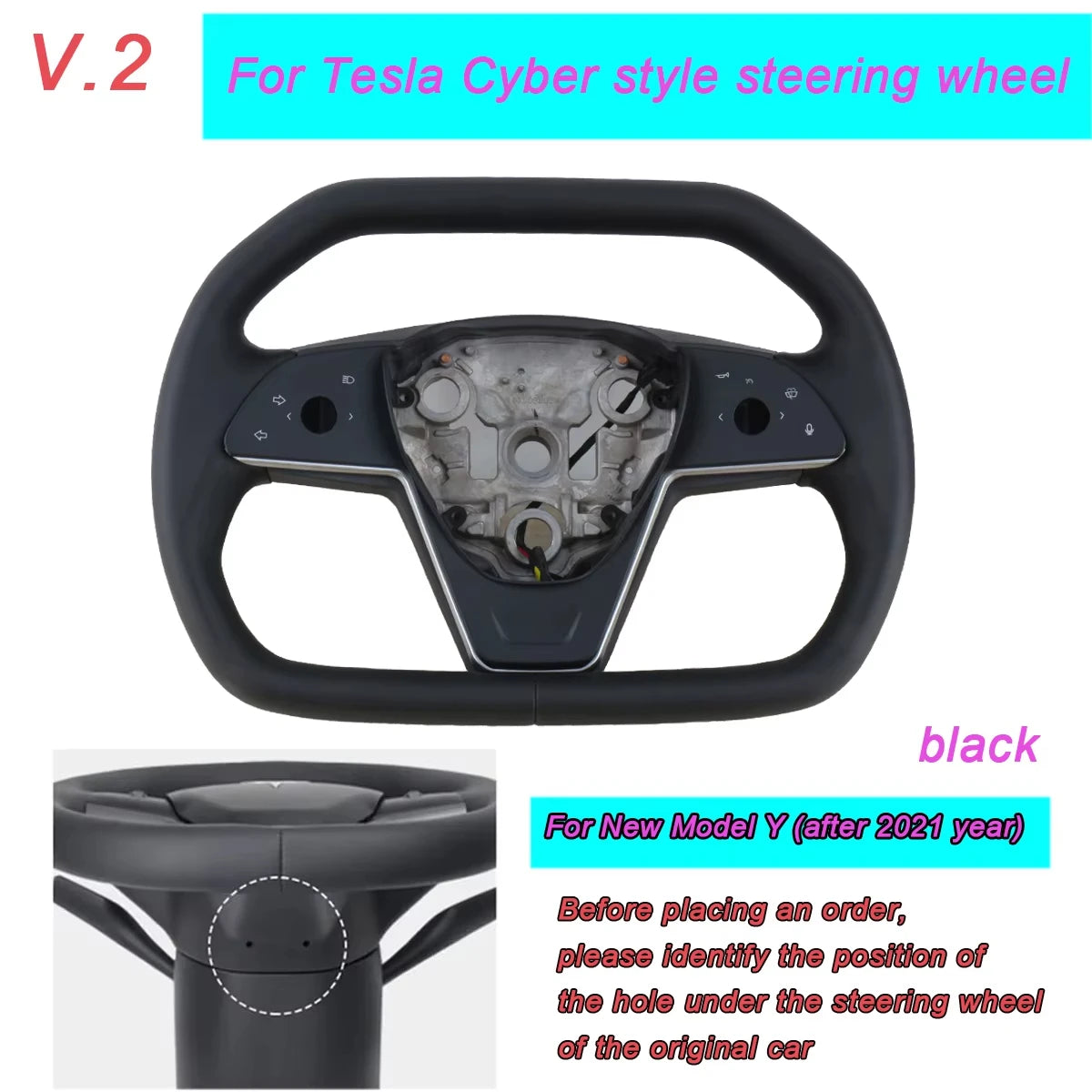 For Tesla Model 3 Y Heating Racing Sport Yoke Steering Wheel Cybertruck Style Nappa Car Accessories Leather Steering Handle