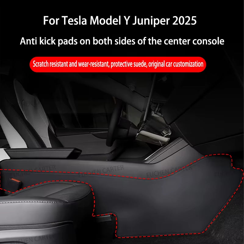 For Tesla Modely Juniper 2025+ Leather Side Defense Anti-Kick Pad Center Control Anti-Dirty Pad Protective Cover Car Accessories