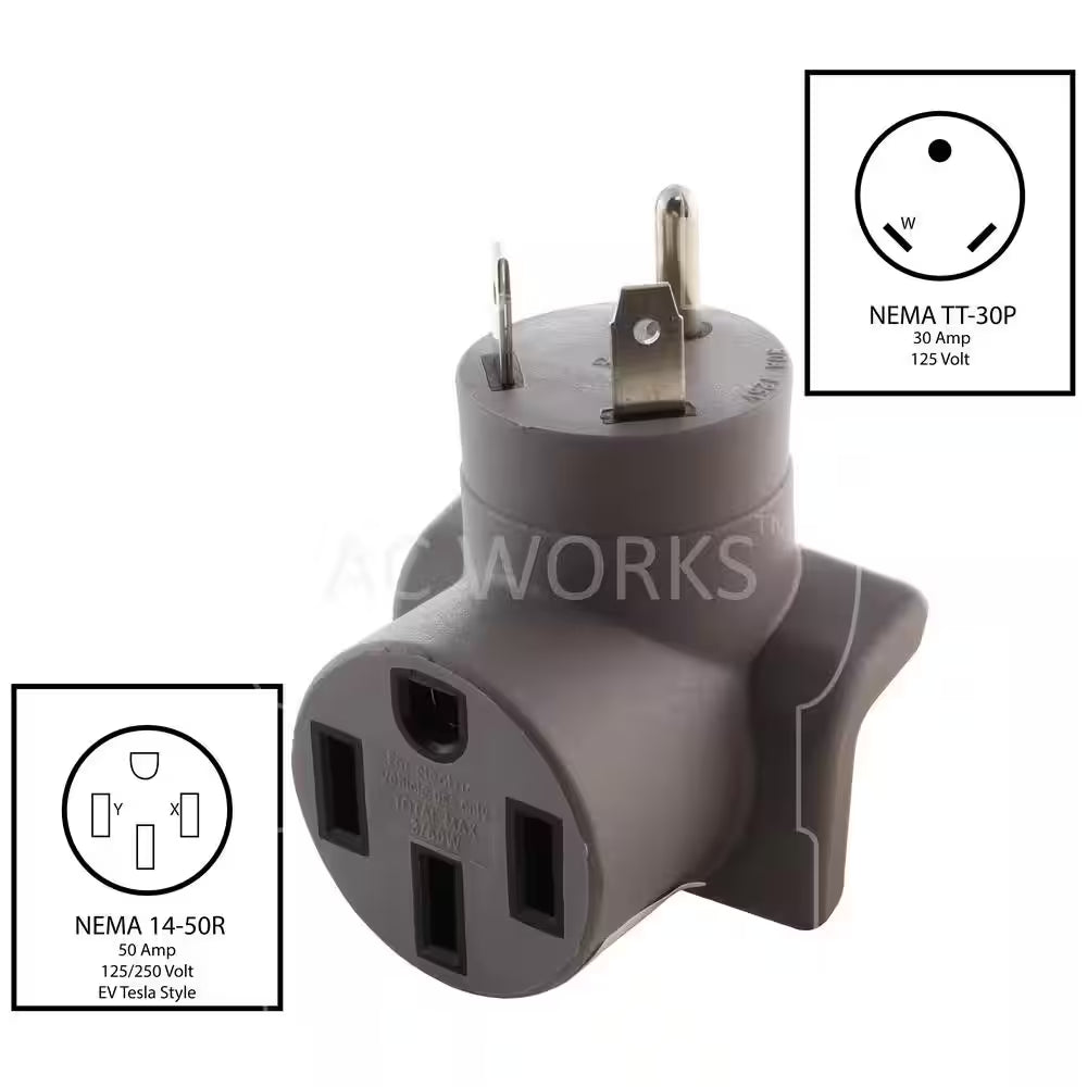 EVSE Charging Adapter RV TT-30P 30 Amp Plug to 50 Amp Electric Vehicle Adapter for Tesla Model S