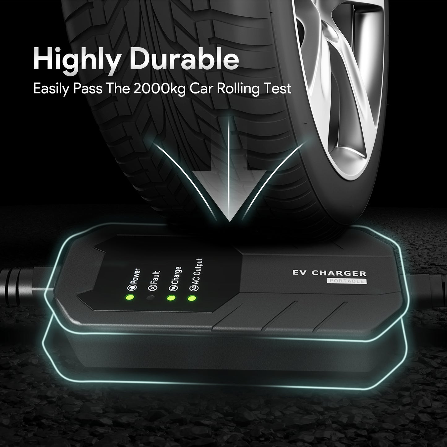 Nivel 1-2 EV Charger 16 Amperios 25 Pies Cable Cargador Eléctrico Portátil Para J1772 Evs Con Conector NEMA 6-20 Y Adaptador NEMA 5-15
