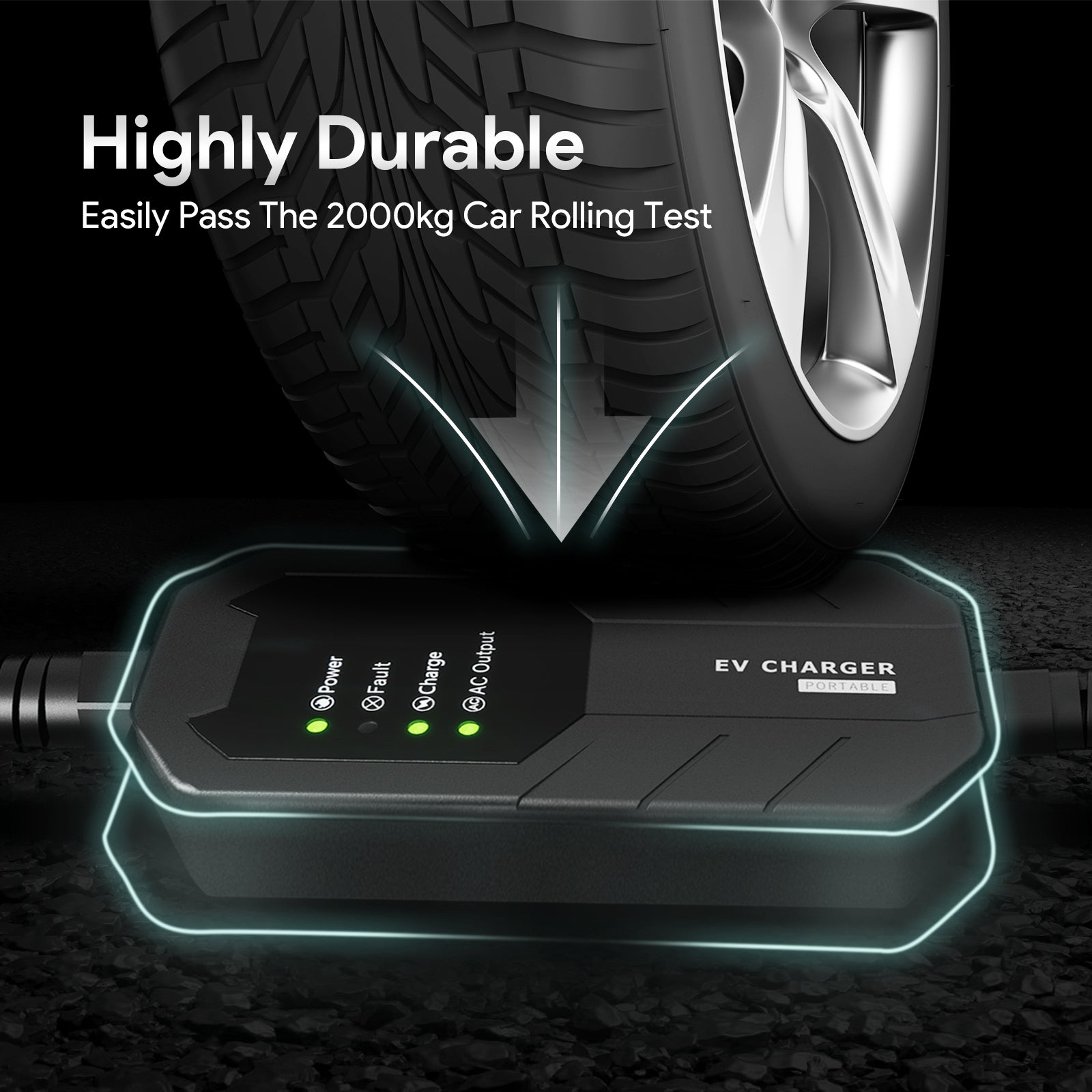 Nivel 1-2 EV Charger 16 Amperios 25 Pies Cable Cargador Eléctrico Portátil Para J1772 Evs Con Conector NEMA 6-20 Y Adaptador NEMA 5-15