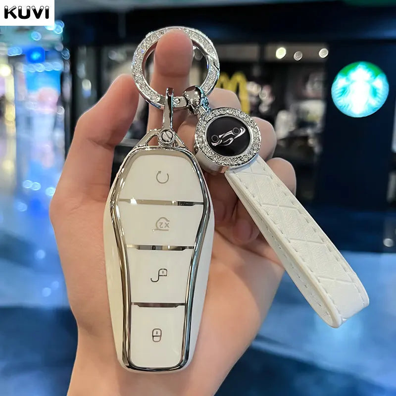 4 Button TPU Car Remote Key Case Cover Shell Fob for BYD Atto 3 Han EV Dolphin Remote Control Protect Keychain Auto Accessories