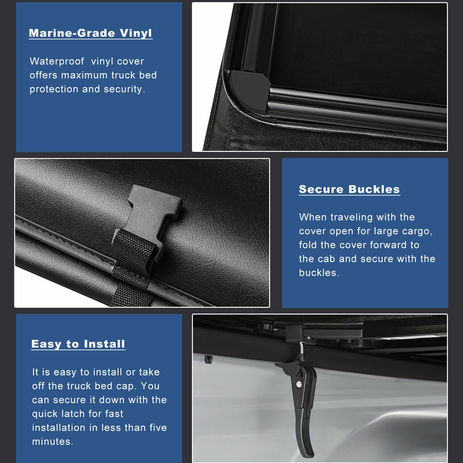 5.5FT 3-Fold Truck Bed Tonneau Cover for 2009-2014 Ford F150 F-150 Waterproof