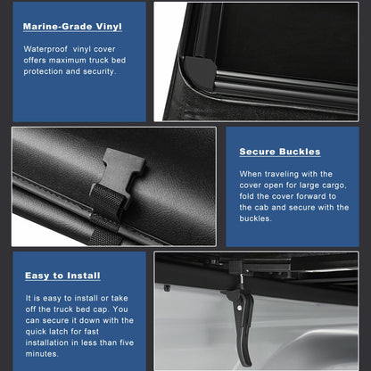 5.5FT 3-Fold Truck Bed Tonneau Cover for 2009-2014 Ford F150 F-150 Waterproof