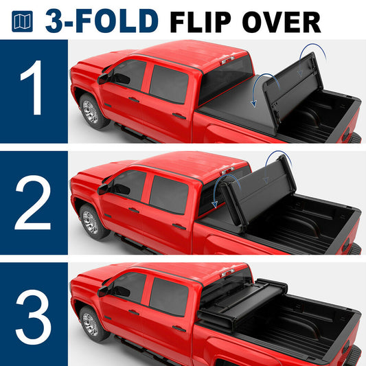 5.5FT 3-Fold Truck Bed Tonneau Cover for 2009-2014 Ford F150 F-150 Waterproof