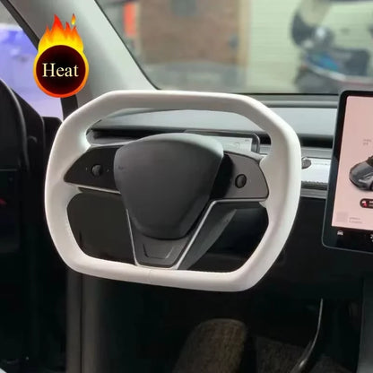 For Tesla Model 3 Y Heating Racing Sport Yoke Steering Wheel Cybertruck Style Nappa Car Accessories Leather Steering Handle