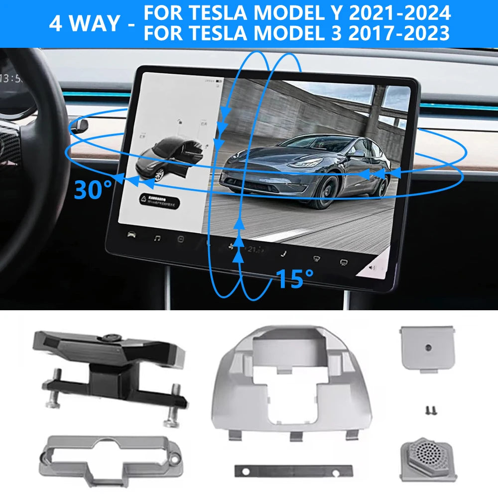 Screen Swivel Tilt Mount for Tesla Model 3 Model Y Center Console Navigation Screen Rotating Holder Bracket Interior Accessories