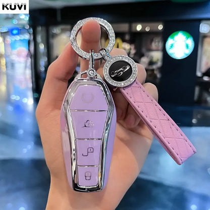 4 Button TPU Car Remote Key Case Cover Shell Fob for BYD Atto 3 Han EV Dolphin Remote Control Protect Keychain Auto Accessories