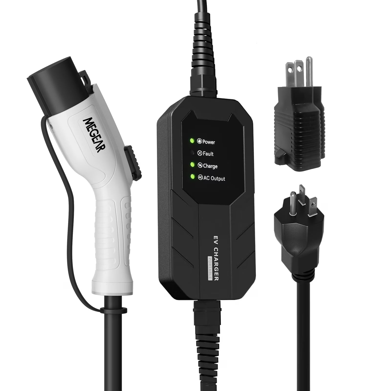 Nivel 1-2 EV Charger 16 Amperios 25 Pies Cable Cargador Eléctrico Portátil Para J1772 Evs Con Conector NEMA 6-20 Y Adaptador NEMA 5-15