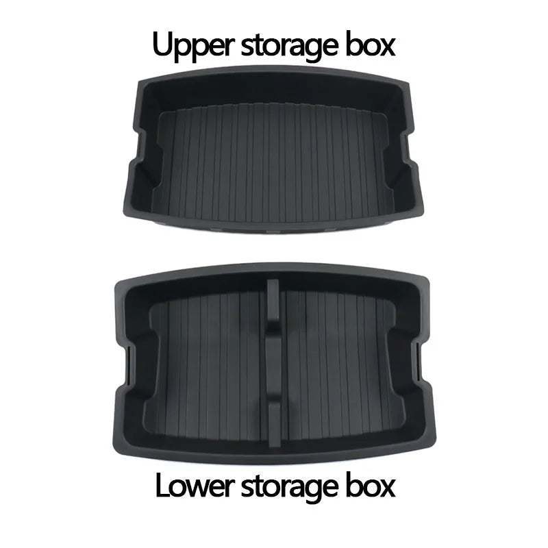 For Tesla New Model 3 Highland 2024 Trunk Storage Box Double-Layer Rear Trunk Organizer Tray Parts Car Rear Trunk Accessories