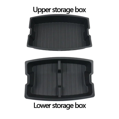 For Tesla New Model 3 Highland 2024 Trunk Storage Box Double-Layer Rear Trunk Organizer Tray Parts Car Rear Trunk Accessories