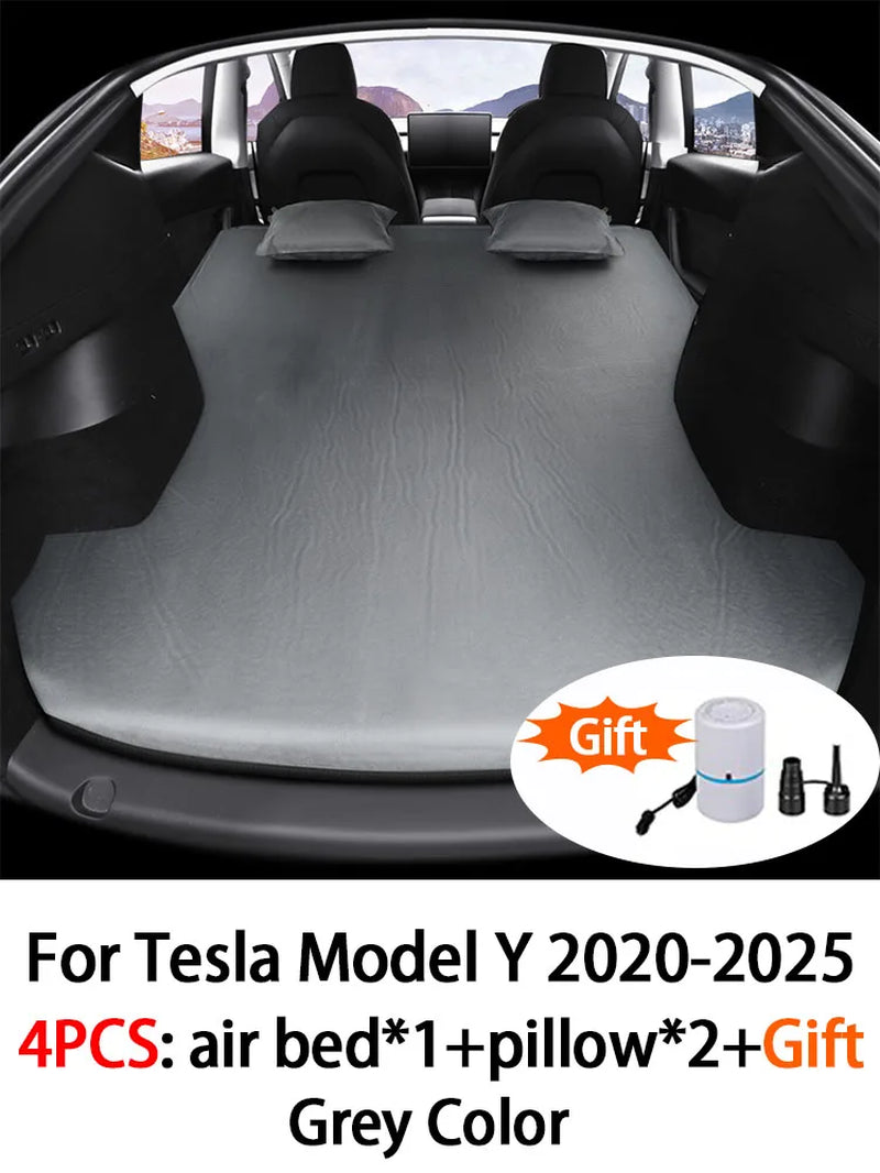 Inflatable Air Mattress for Tesla Model Y & Model 3 2017-2025 Outdoor Camping Inflatable Special Suede Fabric Car Travel Bed