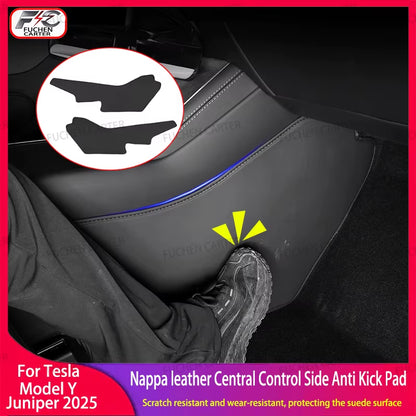 For Tesla Modely Juniper 2025+ Leather Side Defense Anti-Kick Pad Center Control Anti-Dirty Pad Protective Cover Car Accessories
