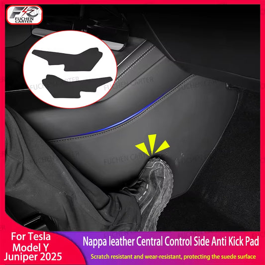 For Tesla Modely Juniper 2025+ Leather Side Defense Anti-Kick Pad Center Control Anti-Dirty Pad Protective Cover Car Accessories