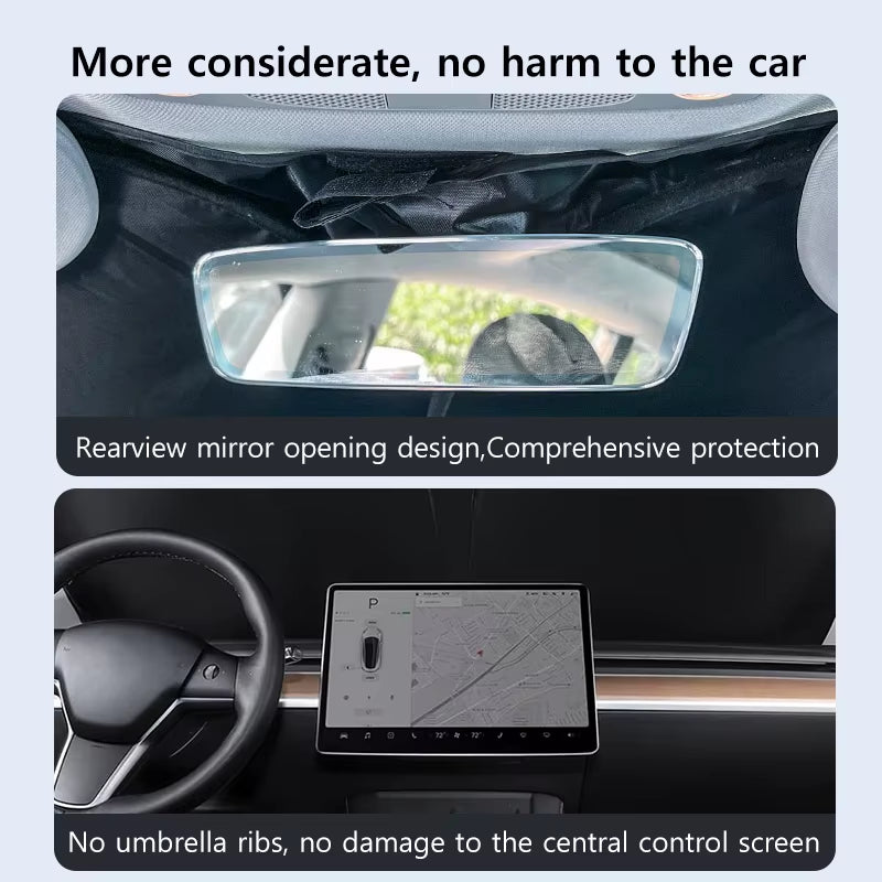 Novaacc Windshield Sunshade for Tesla Model 3 Highland Model Y 2016-2024 Sun Shield Heat UV Protection Visor Accessories