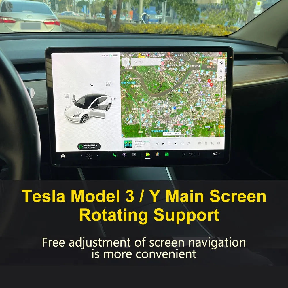 Screen Swivel Tilt Mount for Tesla Model 3 Model Y Center Console Navigation Screen Rotating Holder Bracket Interior Accessories