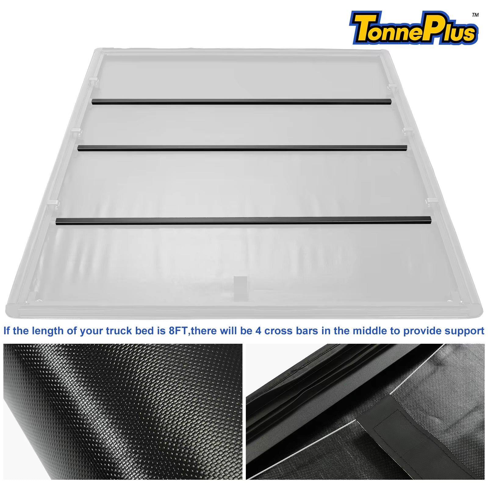 Tonneplus Soft Roll-Up Tonneau Cover Truck Bed Covers for 2015-2023 F150 6.5FT Bed W/ Lamp Vinyl ; Lightning | 6.5' (78.9") Bed