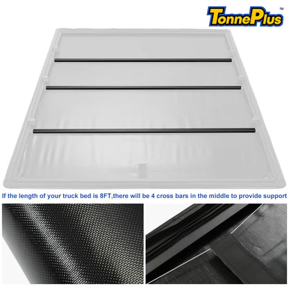 Tonneplus Soft Roll-Up Tonneau Cover Truck Bed Covers for 2015-2023 F150 6.5FT Bed W/ Lamp Vinyl ; Lightning | 6.5' (78.9") Bed