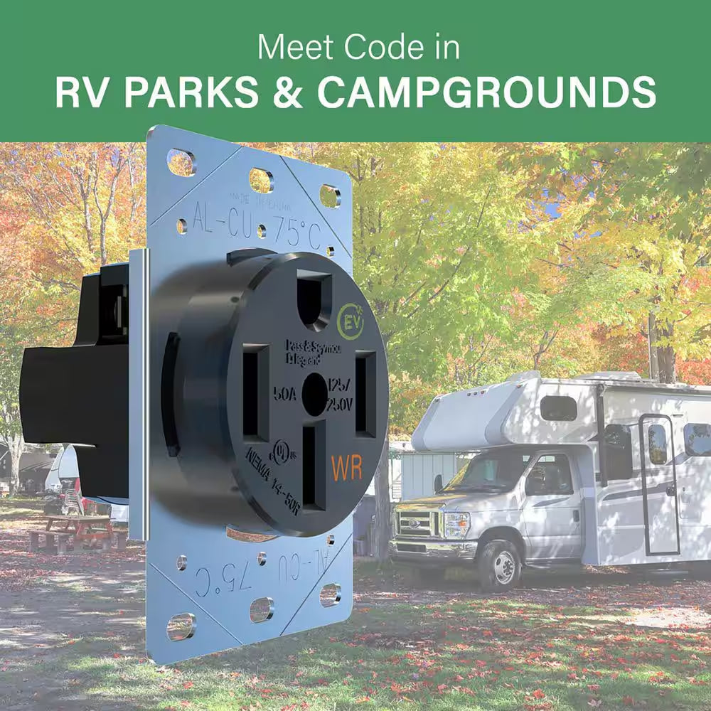 Pass and Seymour 50-Amp 4-Wire NEMA 14-50R Weather-Resistant Power Outlet for Rvs and EV Chargers