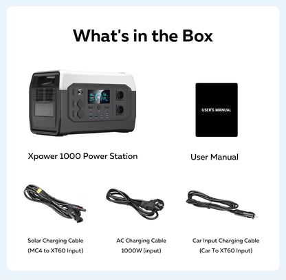 XP1000 Powerbank 1800W Portable Power Station, 1024Wh Lifepo4 Battery, 200W Solar Panel for Camping Solar Generator