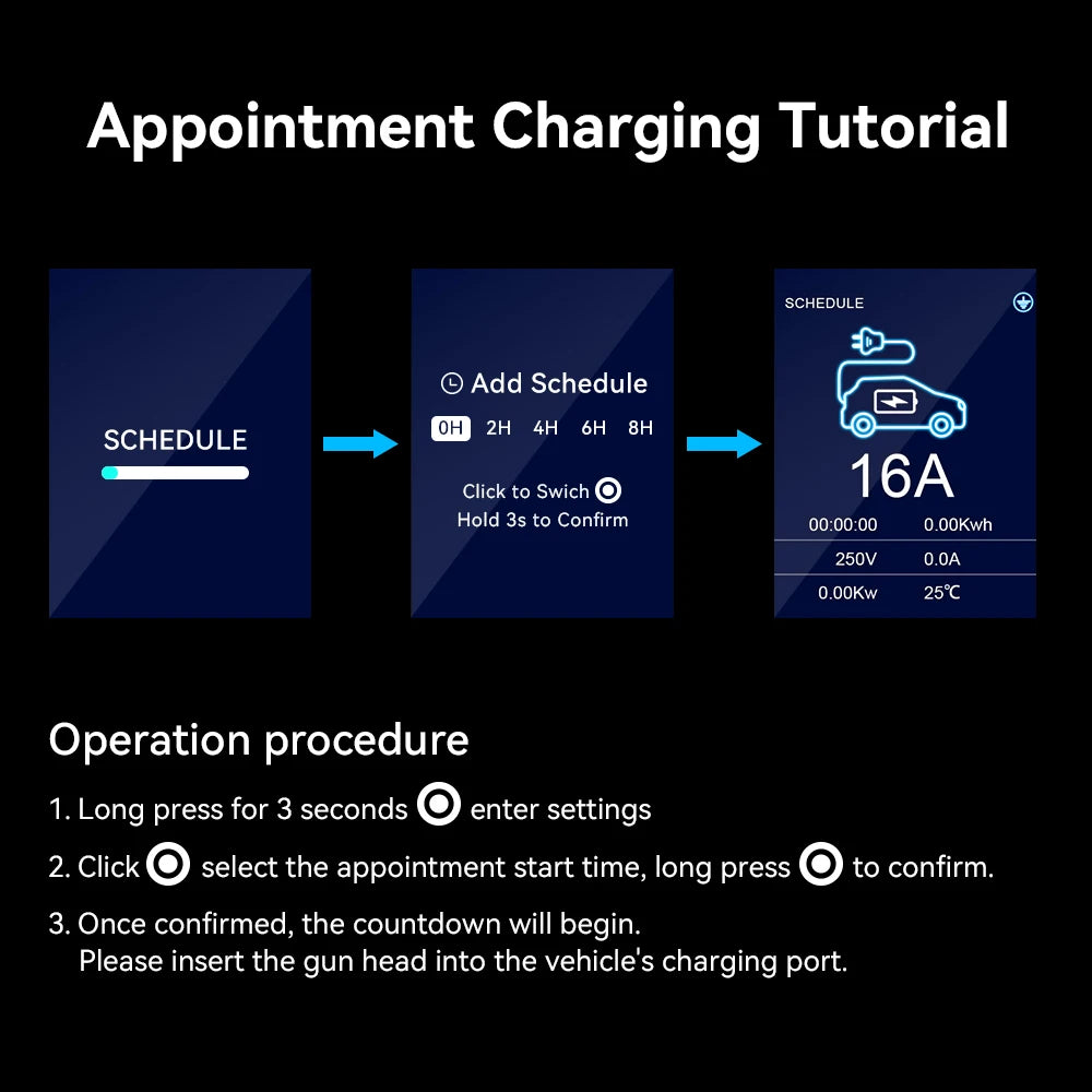 EV Charger 16A 11KW Type 2 IEC-62169 CEE Plug Adjust Current Timer EVSE Charging for Hybrid Eletric Vehicle Cars ﻿