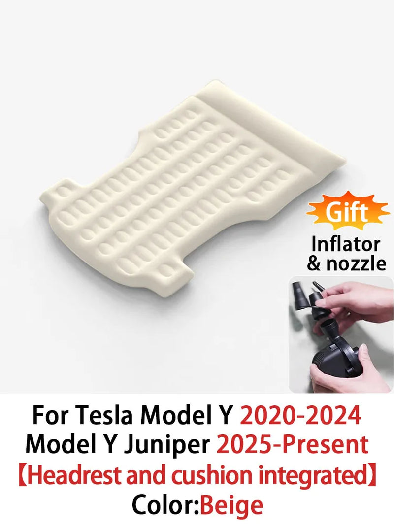 For Tesla Model Y 2020-2025 Car Air Bed Portable Rear Folding Inflatable Mattress for Camping with Flocking Surface and Air Pump