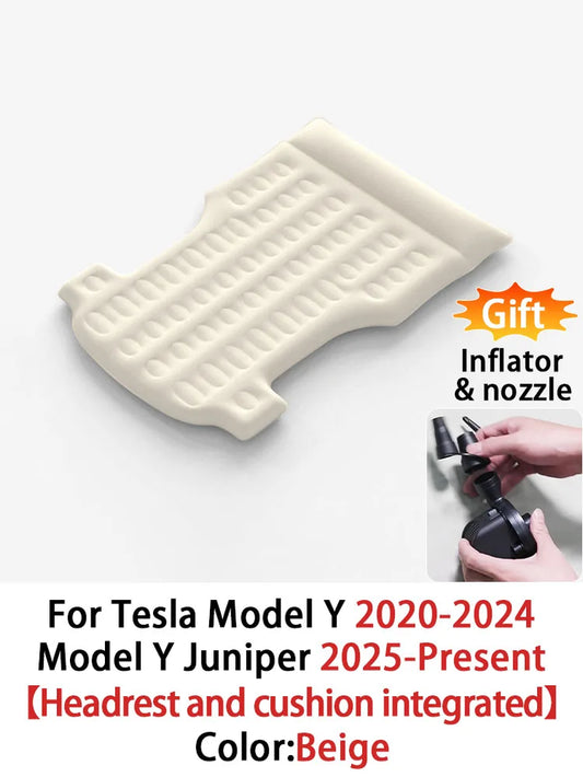 For Tesla Model Y 2020-2025 Car Air Bed Portable Rear Folding Inflatable Mattress for Camping with Flocking Surface and Air Pump