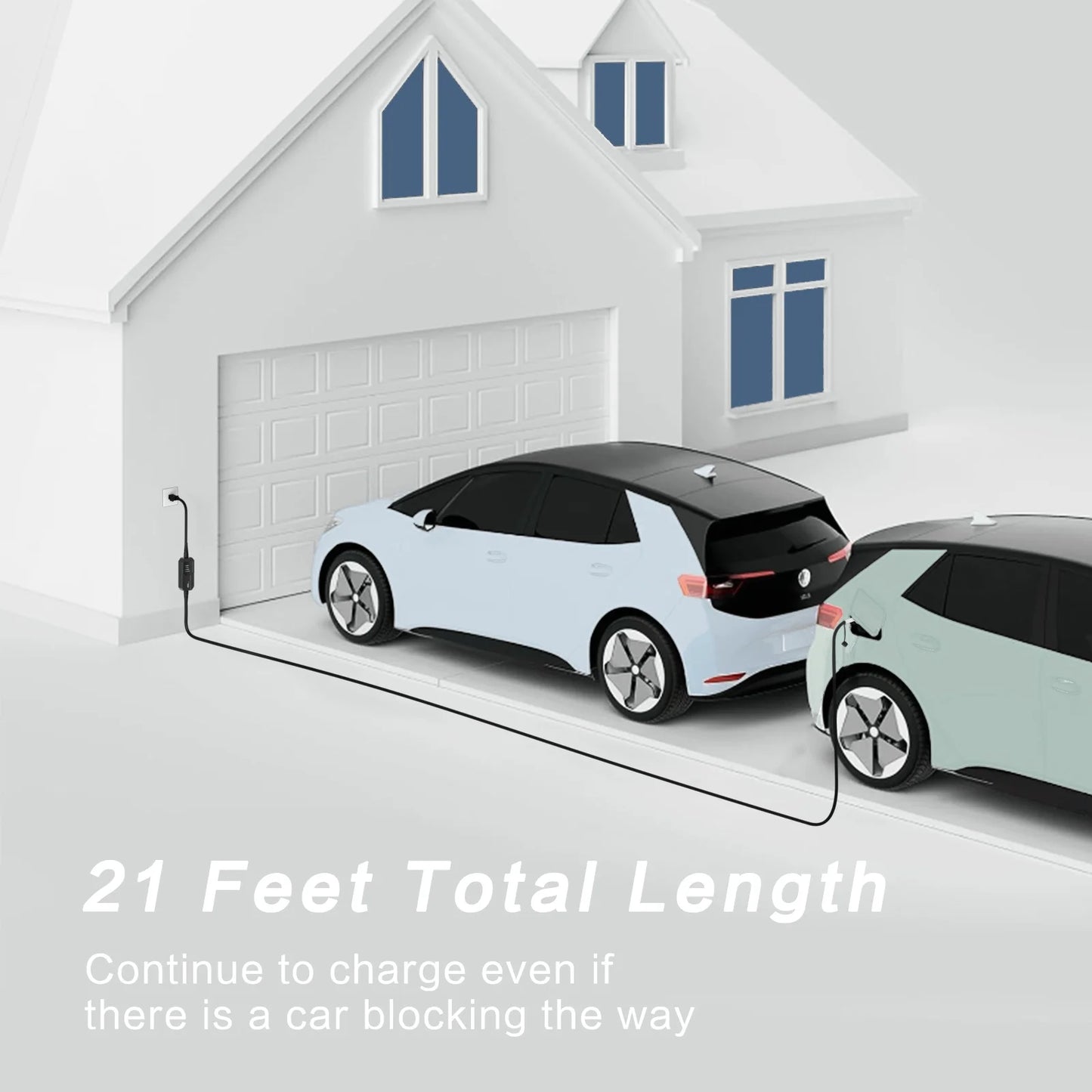 Nivel 1-2 EV Charger 16 Amperios 25 Pies Cable Cargador Eléctrico Portátil Para J1772 Evs Con Conector NEMA 6-20 Y Adaptador NEMA 5-15