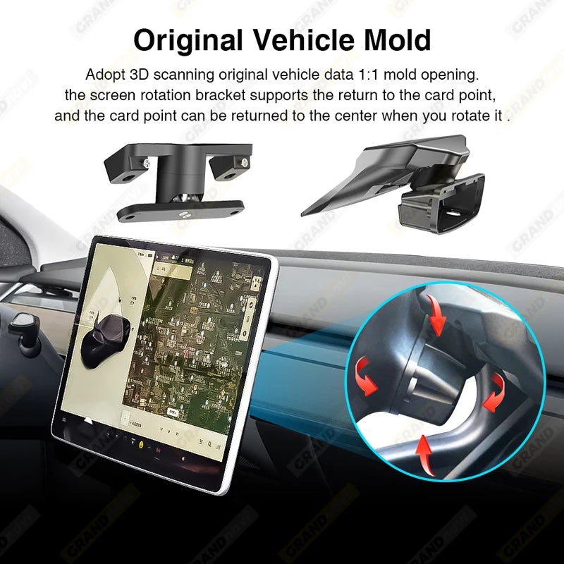 Screen Rotation Bracket for Tesla 2017-2023 Model 3 2019-2024 Model Y for 2024 Model 3 Highland Swivel Mount GPS Navigation