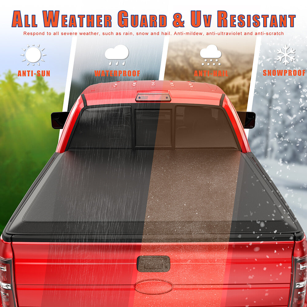 5.5FT 3-Fold Truck Bed Tonneau Cover for 2009-2014 Ford F150 F-150 Waterproof